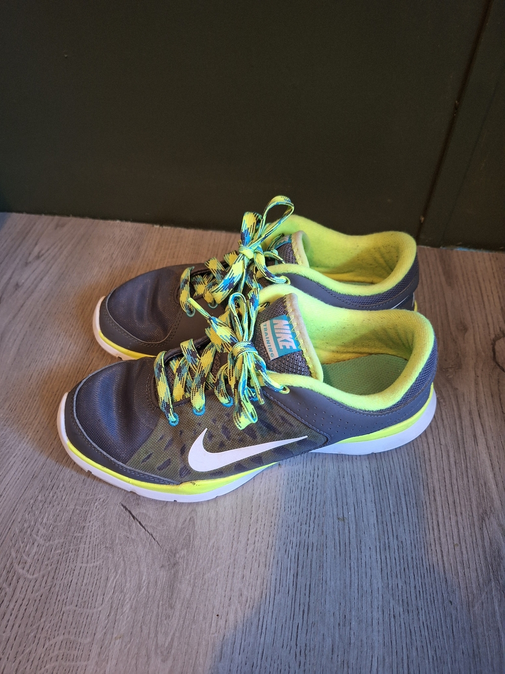 Nike Training Women's Gray + Neon Yellow Athletic Sneakers